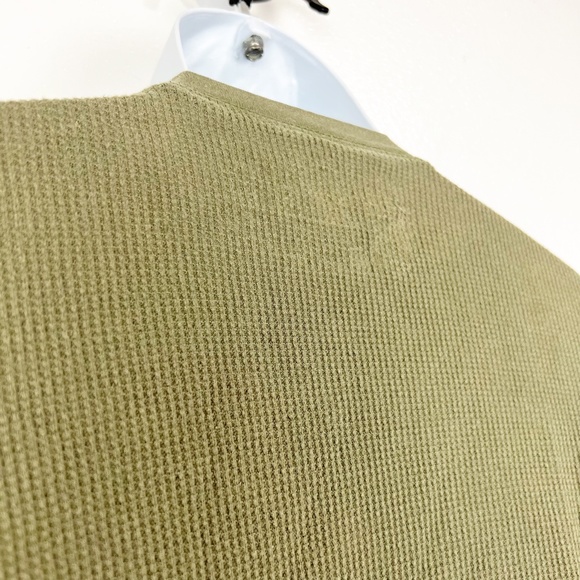 Quicksilver Green Waffle Knit Pullover Sweatshirt Thermal Sweater Men's Medium - Picture 6 of 10